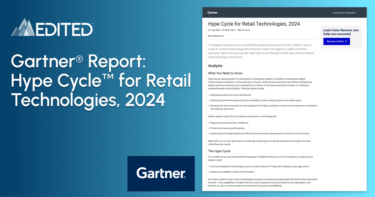 Gartner® Report Hype Cycle™ for Retail Technologies, 2024 EDITED
